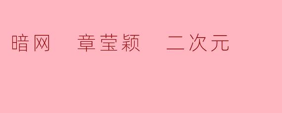 暗网 章莹颖 二次元